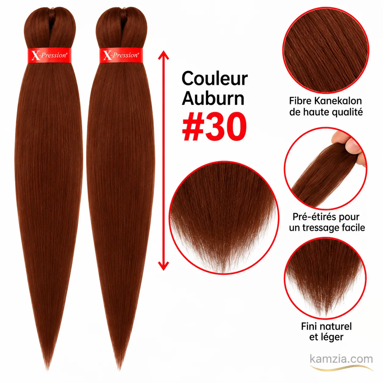 X-Pression Ultra Braid – Mèches Pré-étirées Auburn #30